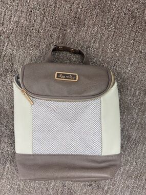 Itzy Ritzy Taupe & Cream Herringbone cooler bag